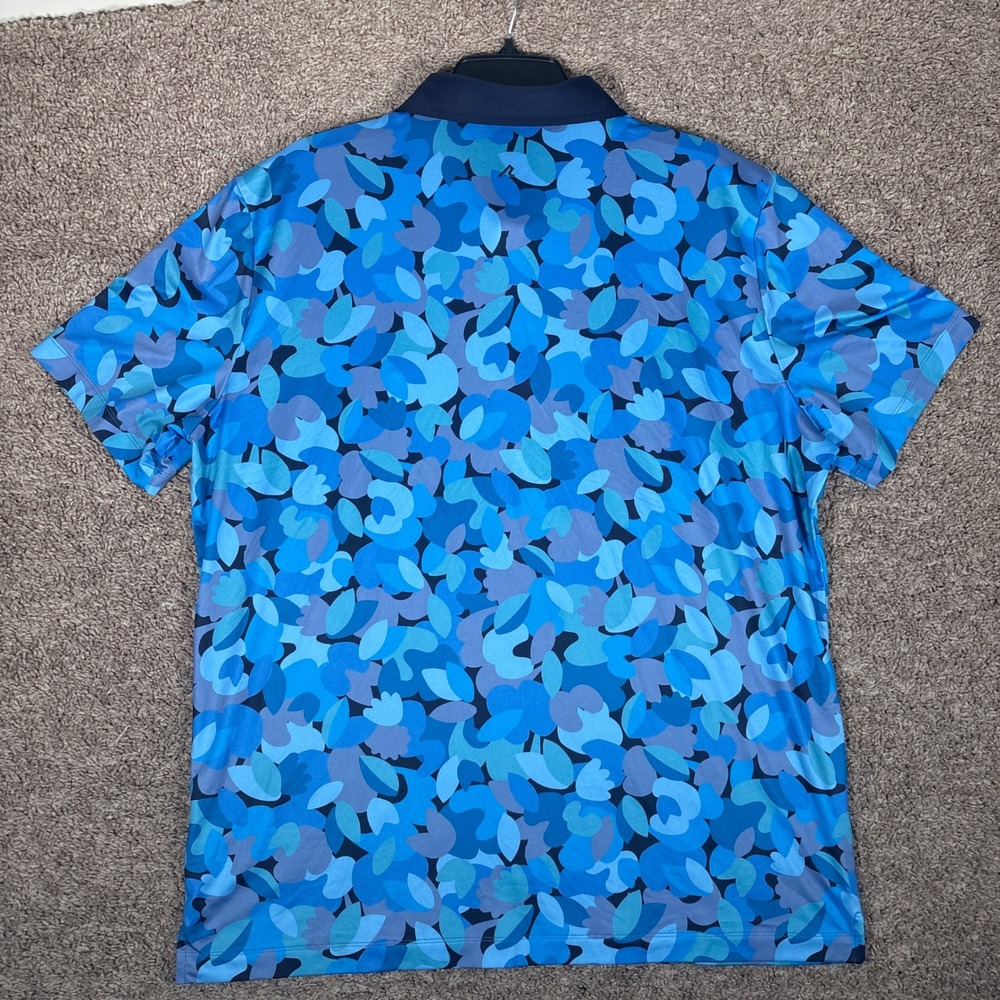 Redvanly Mens XL Blue Abstract Floral Golf Polo Shirt Short Sleeve‎ Stretch - Picture 7 of 9